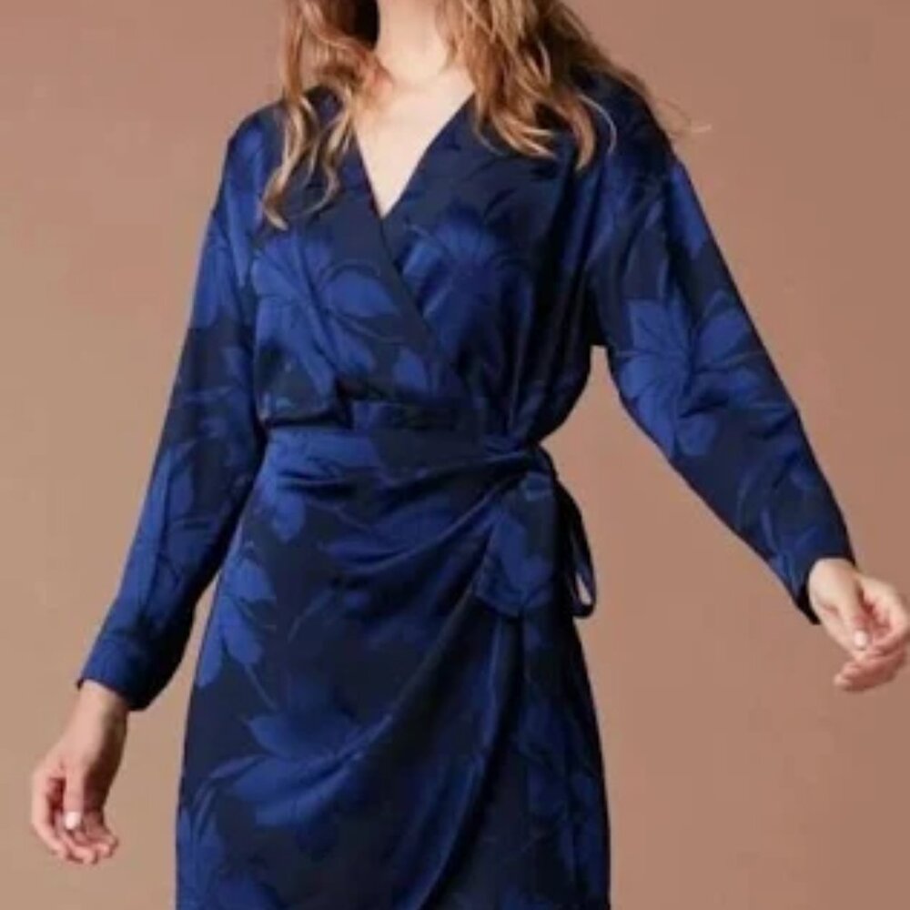 Diane Von Furstenberg Floral Faux Wrap Dress 8 Blue Evening Formal Cocktail NEW